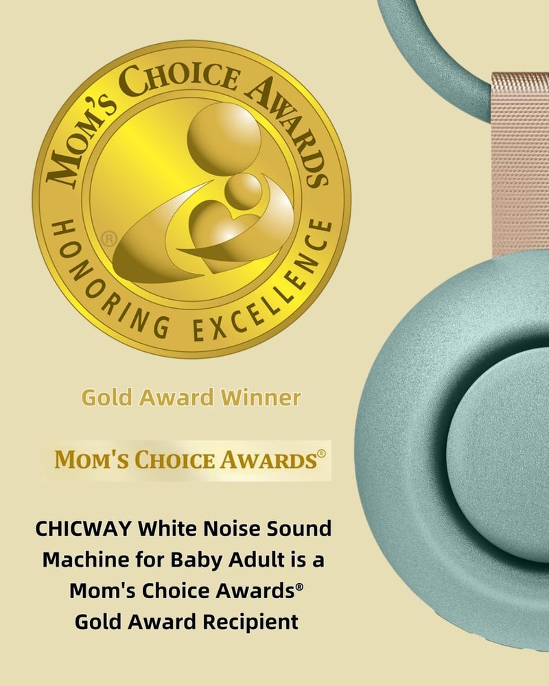 CHICWAY 2026 Mom's Choice Awards, Portable Sound Machine for Baby Adult, AI Cry Detection, 18 Soothing Sound, Bluetooth Rechargeable White Noise Machine for Home Office Travel, Nursery Light, Cyan - Image 2